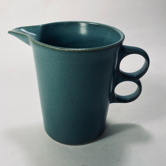 Bennington Potters Trigger Teal Creamer Double Handle Mid-Century Modern 1394 - Picture 2 of 13